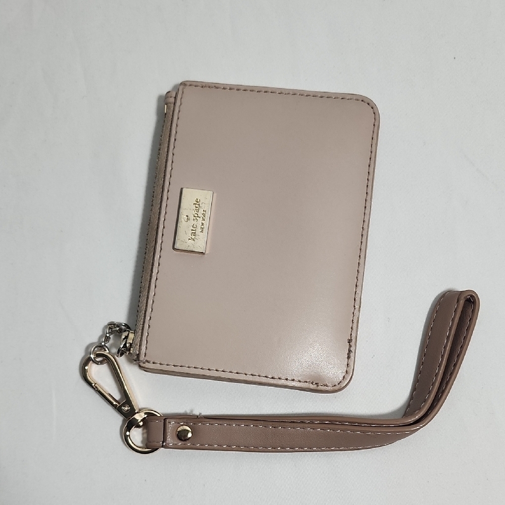 Kate Spade Beige Wristlet with Gold Logo